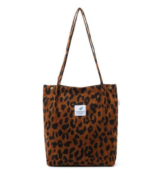 Koord Tas Womens Grote Corduroy Tote Bag Vrouwen Schouder Handtassen voor School Winkelen Werk College Casual, Leo (stad), 40x35x11 cm, Shopper