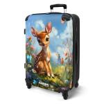 NoBoringSuitcases.com Kinderkoffer, handbagage, harde koffer met TSA-slot, jongens en meisjes, trolley, reiskoffer, draagtas, rolkoffer, klein of middelgroot, 46 Jonge hert - bloem