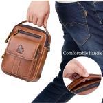 BAIGIO Schoudertassen heren kleine herentas lederen schoudertas leren tas voor mannen werk reizen dagelijks leven, bruin, vintage