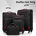 COOLIFE Koffer trolley koffer reiskoffer met 4 wielen stoffen koffer handbagage TSA-slot de koffer bevat 1 grote schoudertas, zwart+rood, nice