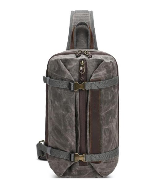 VARLIVOO Retro borstzak heren schoudertas reizen sling bag schoudertas 10,9 inch tablet schouder rugzak crossbody pack voor sport fietsen wandelen waterdicht canvas daypack, grijs,