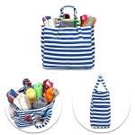 Grote strandtas voor dames, schoudertas, handtas, waterdicht, zanddicht met ritssluiting, voor zwembad, fitnessstudio, reizen, met zak voor natte spullen., Blauwe witte strepen.