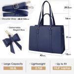 Handtas voor dames, shopper, grote zwarte tas voor dames, laptoptas, voor 15,6 inch (ca. 39,6 cm), PU-leer, schoudertas, werktas voor zakelijk, werk of school, zwart en bruin