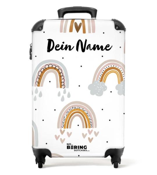 NoBoringSuitcases.com Kinderkoffer, handbagage, harde koffer met TSA-slot, jongens en meisjes, trolley, reiskoffer, draagtas, rolkoffer, klein of middelgroot, 38 regenboogpatronen,