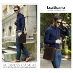 Leathario Leren schoudertas voor heren, messgerbag, leren tas voor business, retro