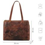 'Blossom' Leren Shopper Tas Dames Handtas Elegante Damestas Schoudertas Tote Bag Dames Tas voor Reizen Shopping Echtleer, Kleur:prestige - bruin