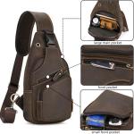 newsbirds Heren echt lederen borsttas schoudertas sport outdoor schoudertas wandelrugzak, 9455 donkerbruin, Retro