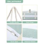 Vinstatin Grote strandtas voor dames, lichte veelzijdige shopper met ritssluiting, waterdichte zwemtas, draagtas, saunatas, tote bag voor strand, reizen, familie, groen en wit gest