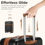 Kofferset 3 Teilig Reisekoffer von ABS+PC Hartschalenkoffer mit 4 Rollen TSA Schloss (Schwarz/Braun,Set)