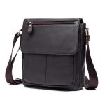 Vintage schoudertas leer heren tas om te hangen dames schoudertas echt leer polstas crossbody bag werktas messenger bags cadeau voor mannen, bruin, L