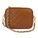 , Dames schoudertas, gewatteerd, van echt leer, gemaakt in Italië, model Nora, kleine tas met ketting schoudertas clutch voor dames, elegant meisje, Leer.