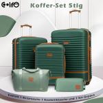 COOLIFE Koffer trolley koffer reiskoffer van ABS hard shell trolley 4 wielen TSA-slot de koffer bevat 1 reistas en 1 toilettas, donkergroen/bruin, koffer