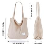 dikkere corduroy draagtas, extra grote capaciteit, handtassen, schoudertassen met rits, corduroy draagtas voor dames, meisjes, boodschappentas voor werk, school, college, dagelijks