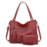 BAIGIO 2-delige handtassen voor dames, schoudertas, grote shoppertas, PU-leer, schoudertas, draagtas, hengseltas, cadeau, tote bag set met portemonnee, ritssluiting, voor kantoor, 