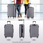 BEIBYE Koffer met harde schaal, trolley, rolkoffer, reiskoffer, veiligheid, cijferslot, dubbele wielen, ABS-materiaal, handbagage, 4 wielen, M-L-XL-set, dark grey