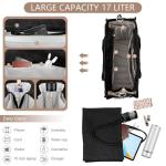 Canvas Tote Bag, Grote Schouder Hobo Bags Crossbody Bag Travel Tote Handtas alles tas met brede riem, Zwart, L