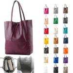 Modamoda T163 Shopper, tas, van leer, groot, met binnenvak, roze (B), Large
