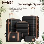COOLIFE Koffer trolley koffer reiskoffer van ABS hard shell trolley 4 wielen TSA-slot de koffer bevat 1 reistas en 1 toilettas, zwart/bruin, vrije tijd, dames, reizen