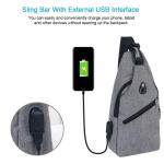 Sling Bag met USB-Oplading, Borsttas met Verstelbare Riem, Multi-Pocket Crossbody Borst Tas, Wandelen Casual Outdoor Borstzak voor Heren (inclusief 1 x USB-kabel)