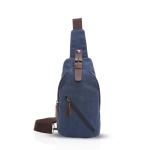 FANDARE Sling Bag met hoofdtelefoonopening voor studenten, party, outdoor, multifunctionele schoudertas voor dames en heren, slijtvast canvas, blauw, Retro