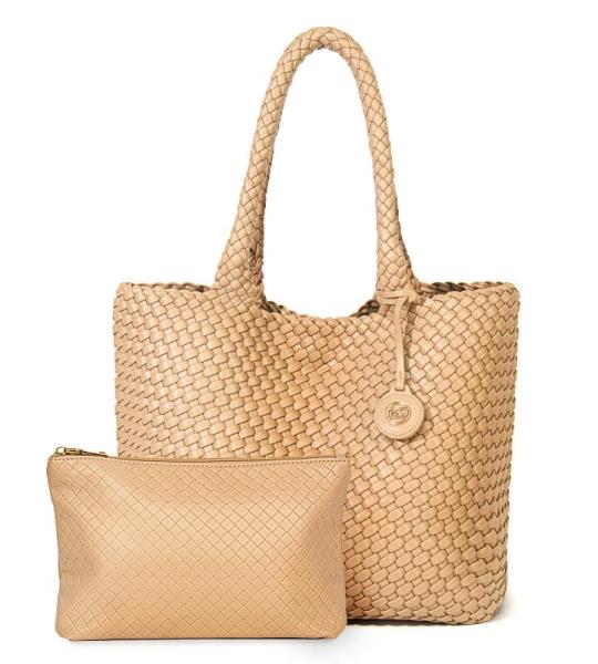 Tote Bag handtas voor dames, met polstassen, gevlochten tas, modieuze schoudertas, shopper, schoudertas voor school, werk, reizen, winkelen, hazel, Aprikose-2