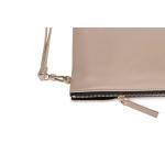 Zachte lamsvacht-lederen clutch-tas voor dames, grote portemonnee met riem, Lamsvacht beige, Small