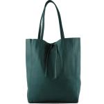 - T163 - Ital. Shopper Large met binnenvak van leer, petrol, Large