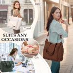 Corduroy draagtas, grote schoudertas voor dames, lichtgewicht casual crossbody handtas met rits voor werk, reizen, winkelen, Bruin
