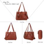 Leren dameshandtas, schoudertas, handtassen, waterdichte draagtas, multifunctionele hengseltas, schoudertas, groot, voor werk, school, shopper, reizen, abrikoos, 33cm x 11cm x 26cm