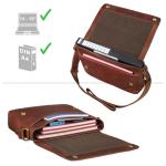 Moderne leren tas heren schoudertas dames groot leer smal 'San Diego' - als laptoptas 14-15 inch voor universiteit en werk business aktetas, Roma Cognac bruin, Medium