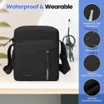 Waterdichte schoudertas voor heren, met verstelbare riem, kleine zomertas, voor werk en school, Zwart