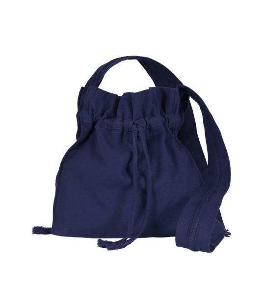 Dames schoudertas/buideltas - met gevlochten band - middeleeuwen - canvas - blauw