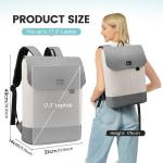 Elegante Damesrugzak, Waterdichte Daypack met 17,3" Laptopcompartiment, Anti-Theft Reisrugzak Geschikt voor Reizen, Universiteit, School en Kantoor, Beige Grijs
