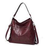 Sacmill Dameshandtas, PU-leer, schoudertas, shopper, topgreep, draagtas, elegante schoudertas voor vrouwen, rood, hobo