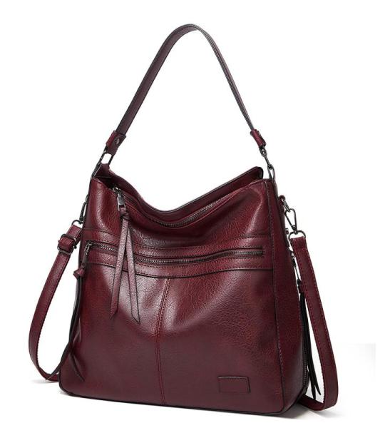 Sacmill Dameshandtas, PU-leer, schoudertas, shopper, topgreep, draagtas, elegante schoudertas voor vrouwen, rood, hobo