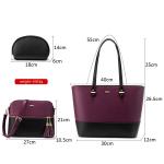 Handtas Dames Shopper Schoudertas Dames Handbags Set Women Grote Damestas Handtassen 3-Delige Set, Paars Zwart