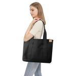 Middelgrote handtas voor dames, canvas, tas, schoudertas, shopper voor boeken, dagelijks gebruik, werk, zwart, Medium