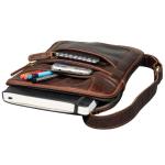 LEABAGS Leren schoudertas voor dames en heren, messenger bag met schouderriem, schoudertas, werktas, draagtas, handtas, echt lederen tas, kow saddle horse, Koe Saddle Paard, Boheem