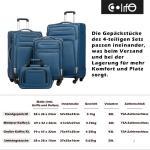 COOLIFE Koffer trolley koffer reiskoffer met 4 wielen stoffen koffer handbagage TSA-slot de koffer bevat 1 grote schoudertas, grijs, Softbox van Oxford-stof