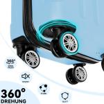 BEIBYE Koffer met harde schaal, trolley, rolkoffer, reiskoffer, veiligheid, cijferslot, dubbele wielen, ABS-materiaal, handbagage, 4 wielen, M-L-XL-set, Glacial Blue