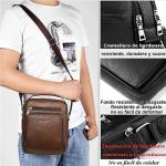 Hjkiopc Schoudertas heren schoudertas crossbody mobiele telefoon tas messenger bag herentas shulder bag lederen borstzak, bruin, Retro