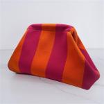 Onderarmtas, clutch, portemonnees, geweven gehaakte handtassen, knoedels, handgemaakt, colorblock clip tas voor dames, zomer, reizen, strand, tas, Paars & Oranje Gestreept