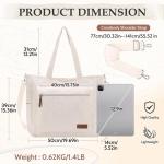 Corduroy draagtas, grote schoudertas voor dames, lichtgewicht casual crossbody handtas met rits voor werk, reizen, winkelen, Beige