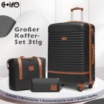 COOLIFE Koffer trolley koffer reiskoffer van ABS harde schaal trolley 4 wielen TSA-slot De koffer bevat 1 reistas en 1 toilettas, zwart/bruin, Koffer Trolley Koffer Reiskoffer van 