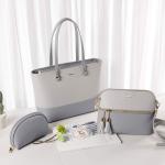Handtas Dames Shopper Schoudertas Dames Handbags Set Women Grote Damestas Handtassen 3-Delige Set, Lichtgrijs Grijs