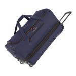 Travelite Basics Rolkoffer met 2 wielen, maat S met stretchplooi, zachte reistas met wielen met extra veel volume, marine/oranje, 70 cm