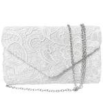 1 kanten tas, multifunctionele clutch-tas, omslag-schoudertas, messenger tas, afneembare schouderriem, kanten bloementas, geschikt voor etentje, receptie (wit), wit