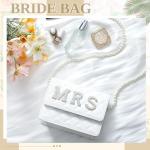 Mrs Clutch voor dating portemonnee voor de bruid met glinsterende diamanten, leren bruiloftsbruid, cadeau voor vrijgezellenfeest, afstudeercocktails, verloving avond, Wit