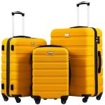 COOLIFE Harde koffer trolley rolkoffer reiskoffer ardschaal Boardcase handbagage met TSA-slot en 4 wielen, citroengeel, Premium koffer