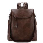 Anti-Diefstal Rugzak Voor Vrouwen Mode PU Lederen Rugzak Portemonnee Met Afneembare Schouderriem Vintage Handtas, Koffie